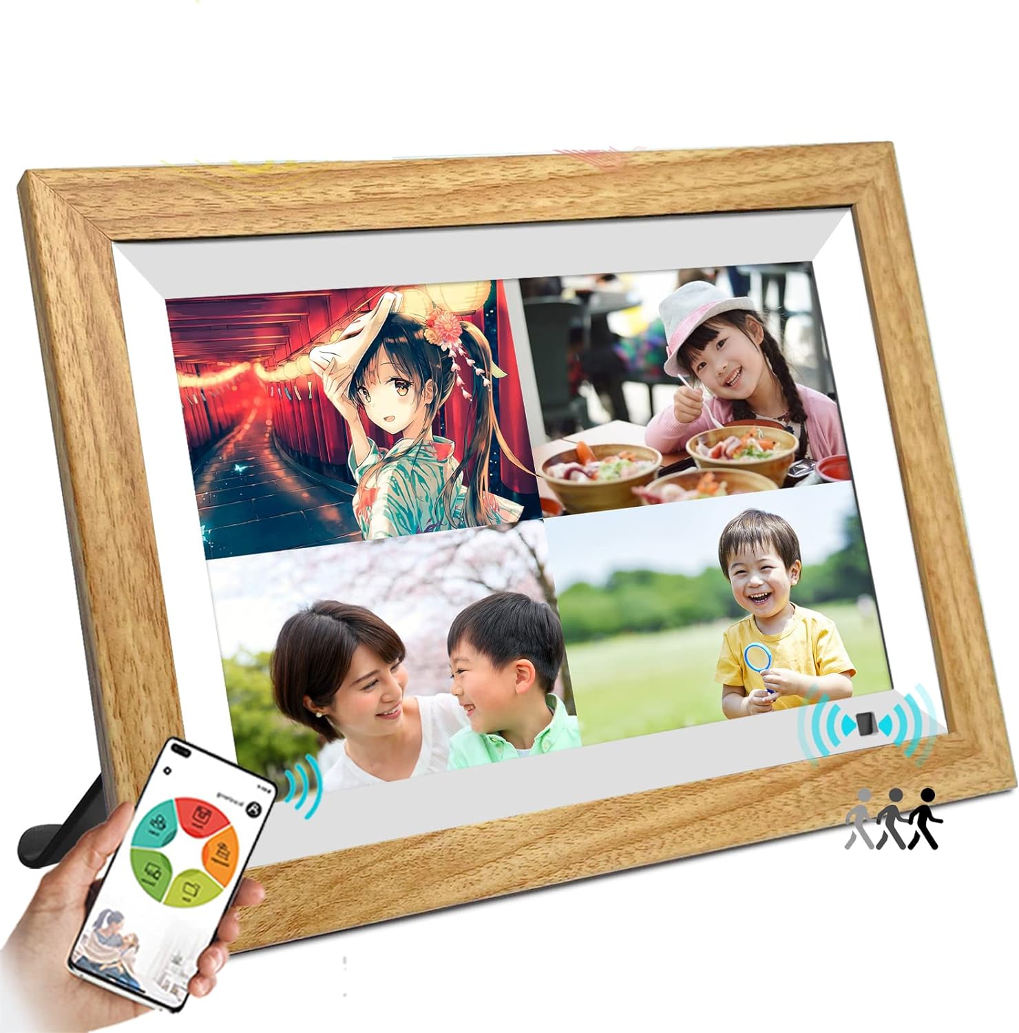 moonka wifi デジタルフォトフレーム 画面10.1インチ 1280*800 タッチパネル wifi対応 人感センサー 写真や動画再生 スライドショー IPS タッチパネル 広角視野 無料アプ