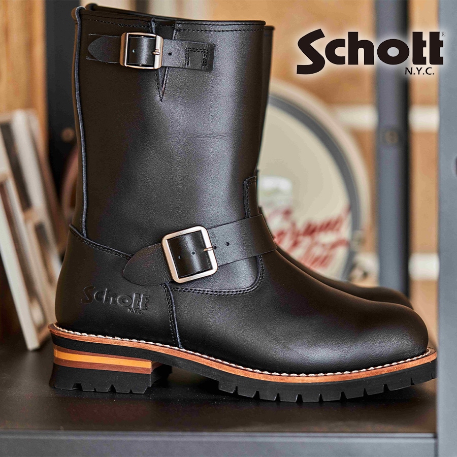 Schott NYC ENGINEER BOOTS BLACK メンズ レザー エンジニアブーツ バイカー アメカジ 新作 21,087円
