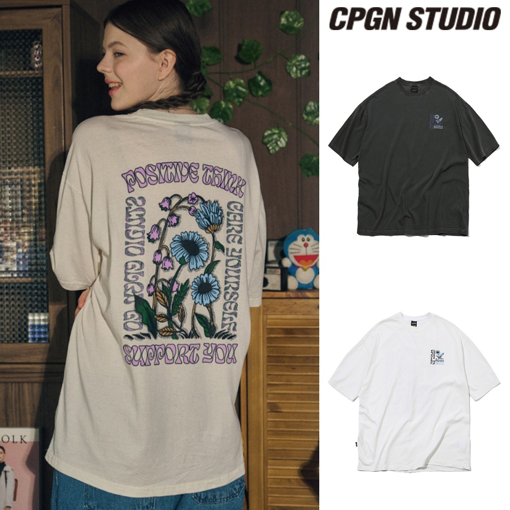 [CPGN STUDIO]★FLOWER STITCH EMBROIDERY SHORT SLEEVE TEE CPGN STUDIO (コンパーニョ) - フラワーステッチ刺繍半袖Tシャツ