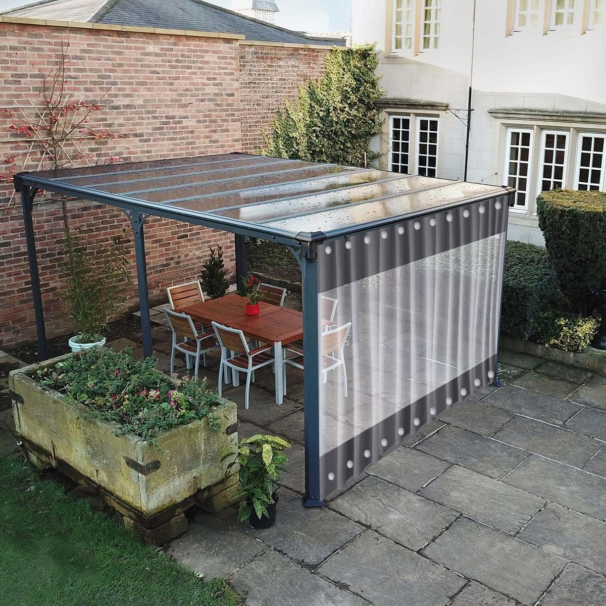 屋外の帆布のカーテン 断熱屋外カーテンブラックアウトアイレットパティオ防水PVCターポリンカーテンカスタマイズ可能なカーテン