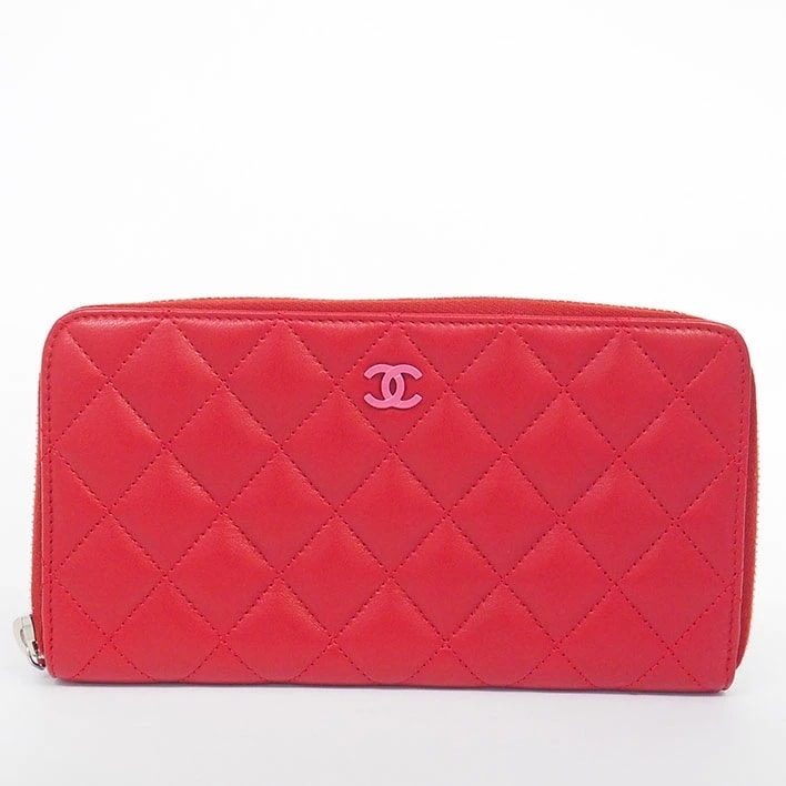 【美品】シャネル ココマーク タイムレスクラシック アラウンドウォレット マトラッセ レディース 【長財布（小銭入れあり）】