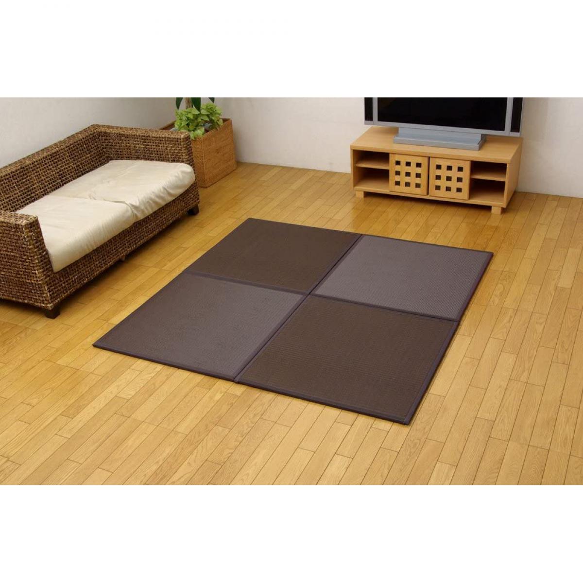 【I】【代引不可】い草ラグ 置き畳 ユニット畳 PP 軽量タイプ スカッシュ ブラウン 82×82×1.7cm 6枚1セット【北海道・沖縄・離島不可】【代引不可/沖縄・