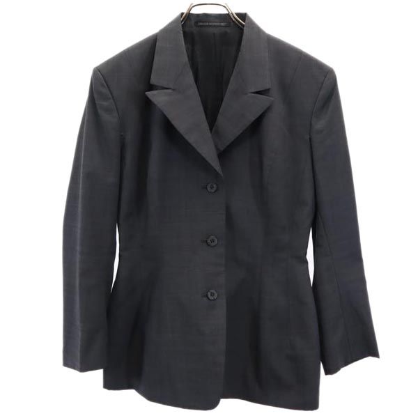 90s 日本製 ウールブレンド デザイン テーラードジャケット S グレー系 レディース