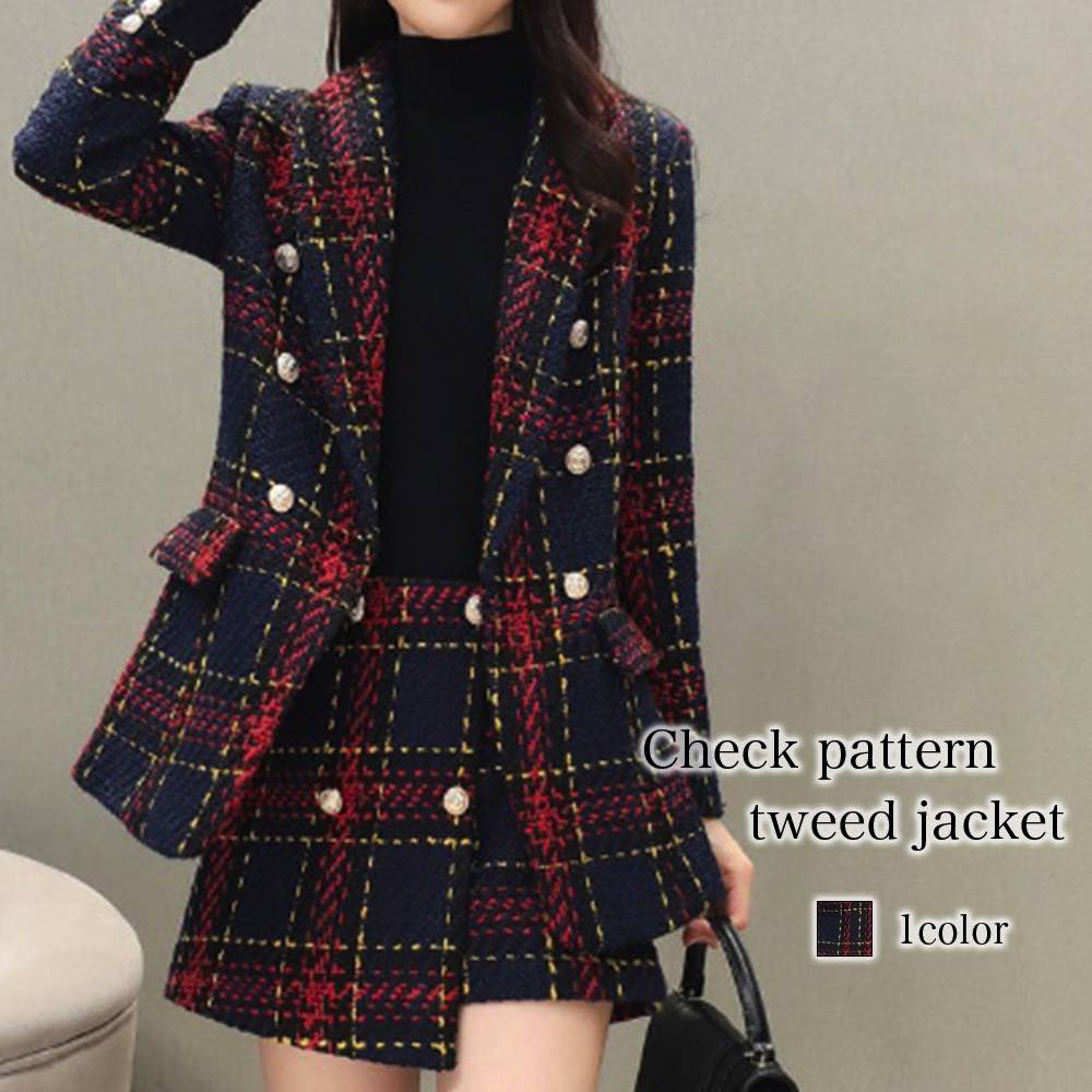 テーラードジャケット レディース チェック柄ツイードジャケット 大きい ジャケット テーラード コーデュロイ 中綿 チェック ステンカラー トップス レザー ブランド スーツ ブルゾン 厚手 ブレザー