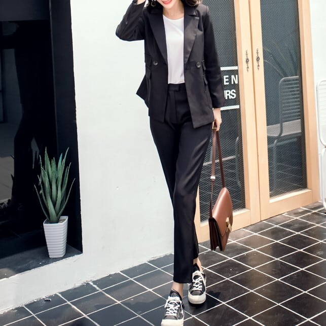 セットアップ 2点 レディース テーラードジャケット スーツ パンツ インスタ映え 高見え 可愛い かわいい 韓国 かっこいい カジュアル 大人 上品 きれいめ シンプル クラシック エレガント ls