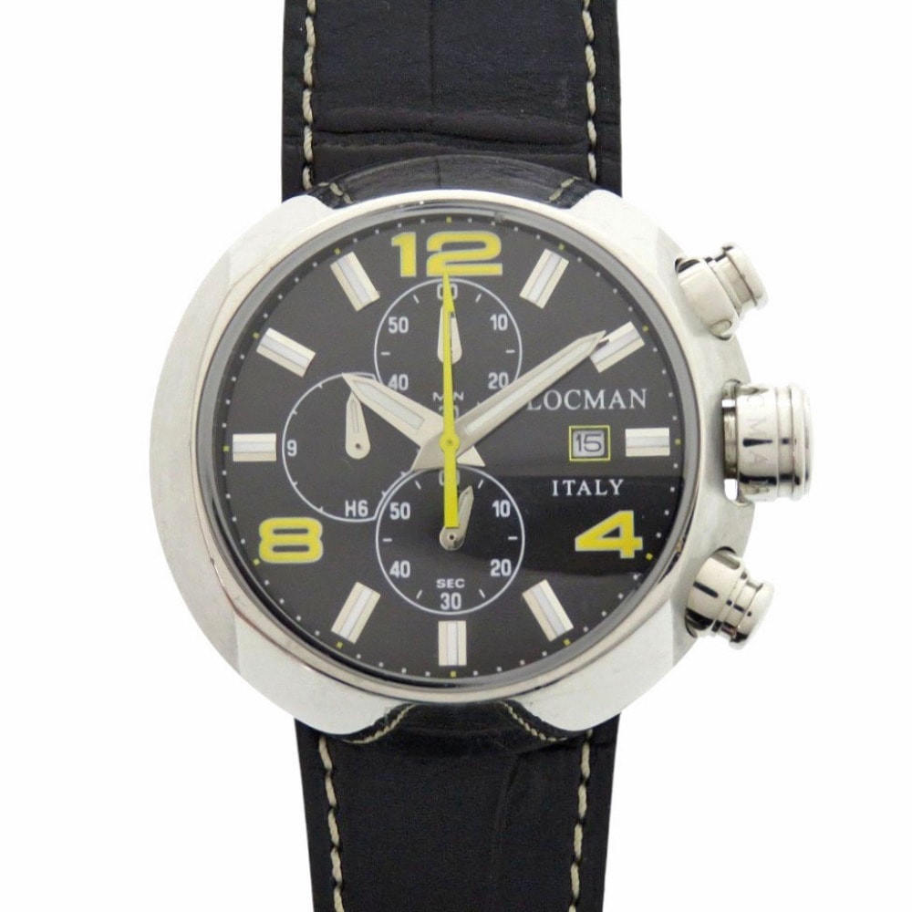 ロックマン クオーツ REF420 腕時計 ステンレススチール/型押しレザー/ラバー ブラック 0030【中古】LOCMAN メンズ