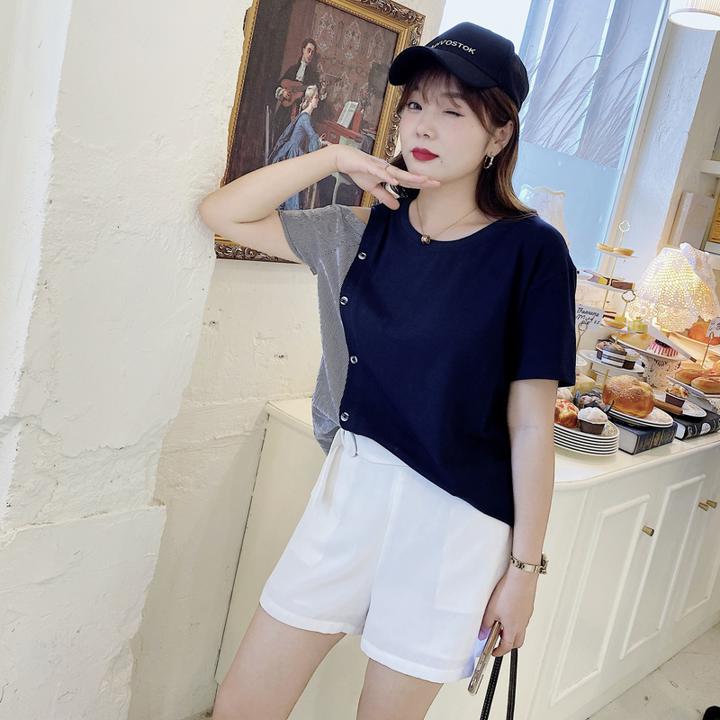 カットソー アシンメトリー 肩出し シンプル カジュアル 通学 お出掛け 春夏Tシャツ カットソー