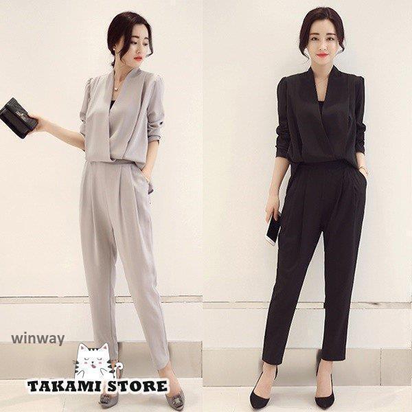 速達!かっこいい パンツドレス 袖あり セットアップ パーティードレス 結婚式 お呼ばれ ドレス 服装 20代 30代 40代 大きいサイズ 長袖 黒 赤