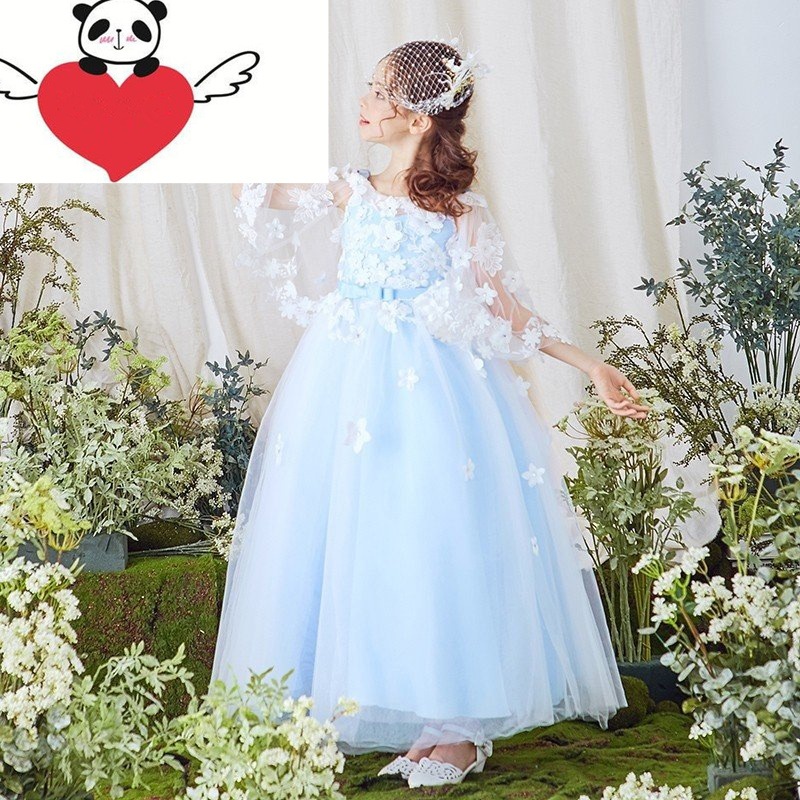 子供ドレス パーティードレス 結婚式 フラワーガール 安い 青 演奏会 子どもドレス ピアノ発表会