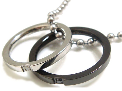 SteelAdamasアダマスステンレスダイヤモンドネックレス/ブラックステンレスアクセサリー/プレ