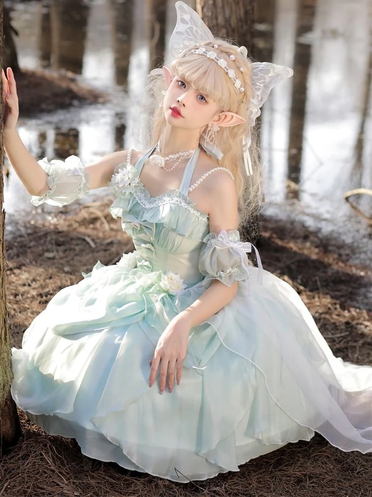 絶対きれいめ！初恋少女 ロリータ ドレスリンセスチュチュスカート大人ドレス ブスカート 長袖ドレスの大きいフルセットのcentsiはプリンセスのドレスのロリータ度 妖精