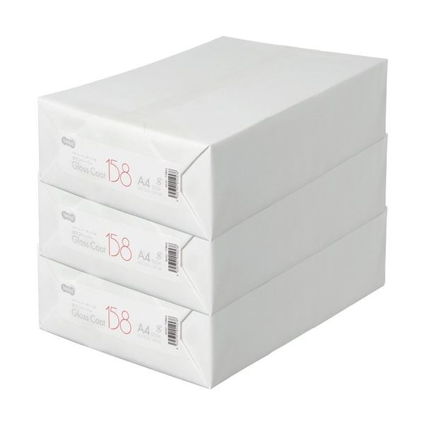 （まとめ）TANOSEE αエコグロスコート158A4 158g 1セット（1500枚:500枚3冊）3セット