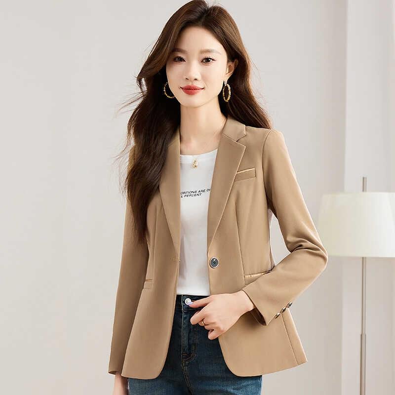 テーラード ジャケット 入学式 カーキ色 スタイリッシュ レディース 春秋 スリムフィット カジュアル フォーマル 韓国風 ビジネス 上着 オフィス モード系