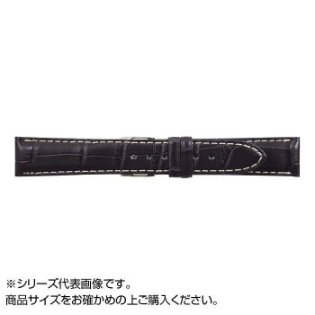 MIMOSA（ミモザ） 時計バンド クロコマット 19mm ネイビー/ホワイトステッチ （美錠:銀） WRM-NW19