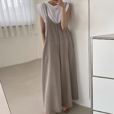レディース オールインワン ワンピース つなぎ マキシ ガウチョパンツ ストレート フェミニン 薄手 大人可愛い きれいめ シンプル カジュアル 上品 おしゃれ エスニック こなれ感 ガーリー ルーズ