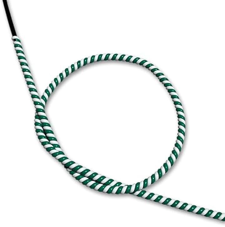 ビンテージ 螺旋 スパイラルケーブル コイル ラップ 配線カバー 約90cm 2本セット キャンディーカラー モコモコ 肉厚 スタイル ハーレー カスタム( 白x緑, 90cm)