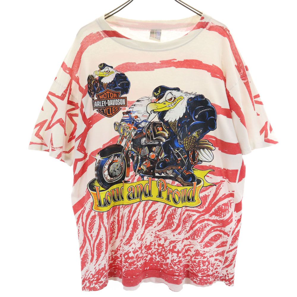 SUN BIG 90s オールド プリント 半袖 Tシャツ ホワイト系 ハーレーダビッドソン メンズ 11,050円