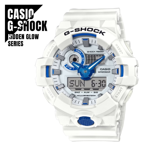 【即納】 CASIO カシオ G-SHOCK ジーショック HIDDEN GLOW SERIES ブルー蓄光フェイス GA-700HDS-7A 腕時計 メンズ