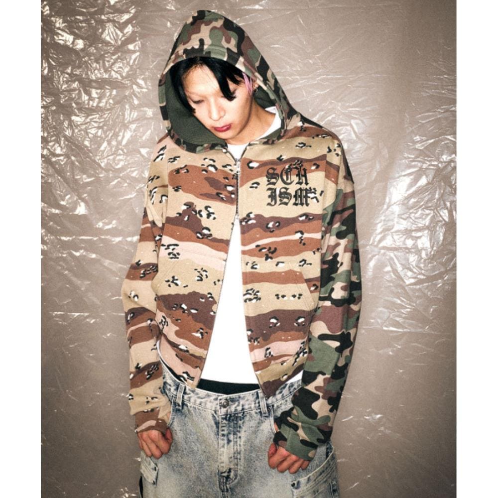 SCHISM INDUCING FR CAMO ZIP HOODIE KHAKI SB8JP22KH