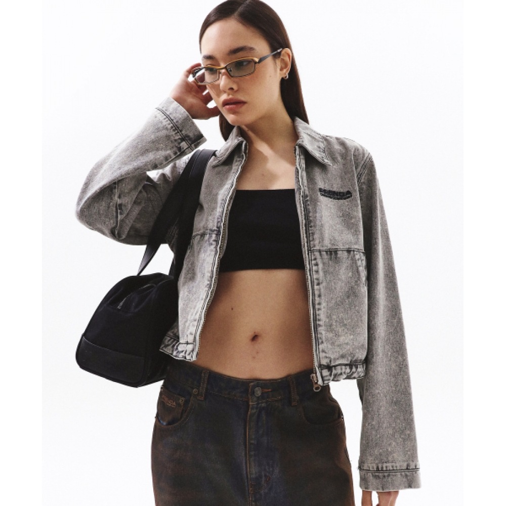 PRENDA デニムブルゾンジップアップジャケットブラックインディゴ