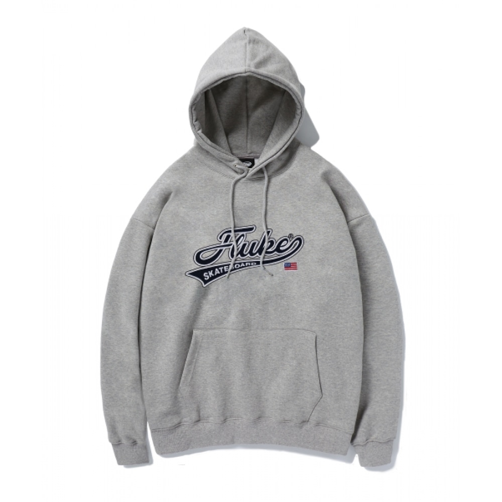 フルーク FHT2036 筆記体刺繍ロゴフード付き T シャツグレー