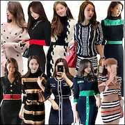 Qoo10 ニットワンピース ドレス 韓国ファッショ レディース服