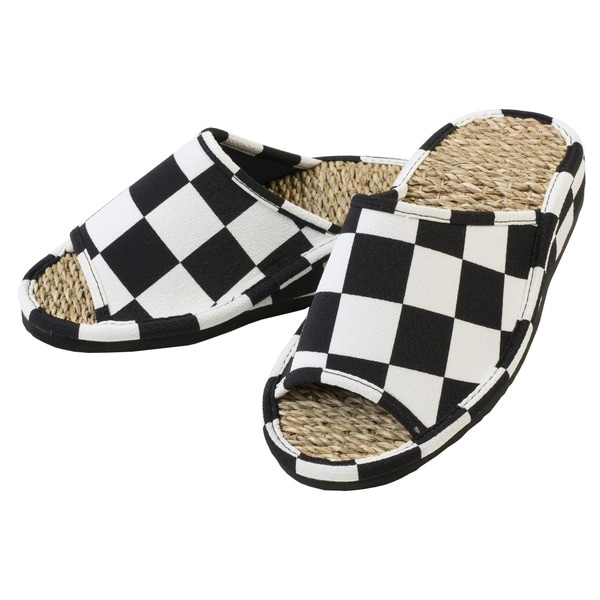 足にフィット 土踏まずサポート健康室内草履/スリッパ(ホワイト×ブラック/Lサイズ)