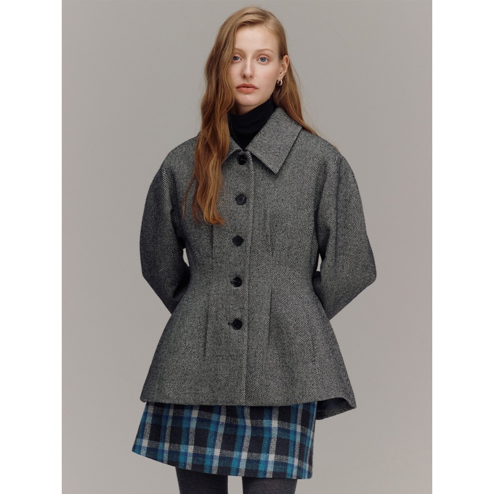 AND YOU HORSENS ボリュームスリーブウールコート (ブラックツイル)