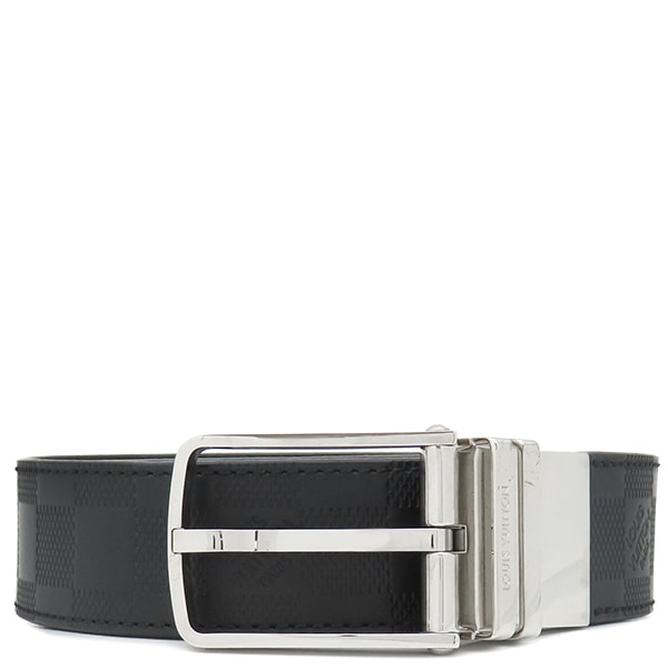 ルイヴィトン LOUIS VUITTON ベルト サンチュール ボストン 85/34 ダミエアンフィニ ノワール #85 シルバー金具 黒 M9674 CA1101 【箱】【中古】