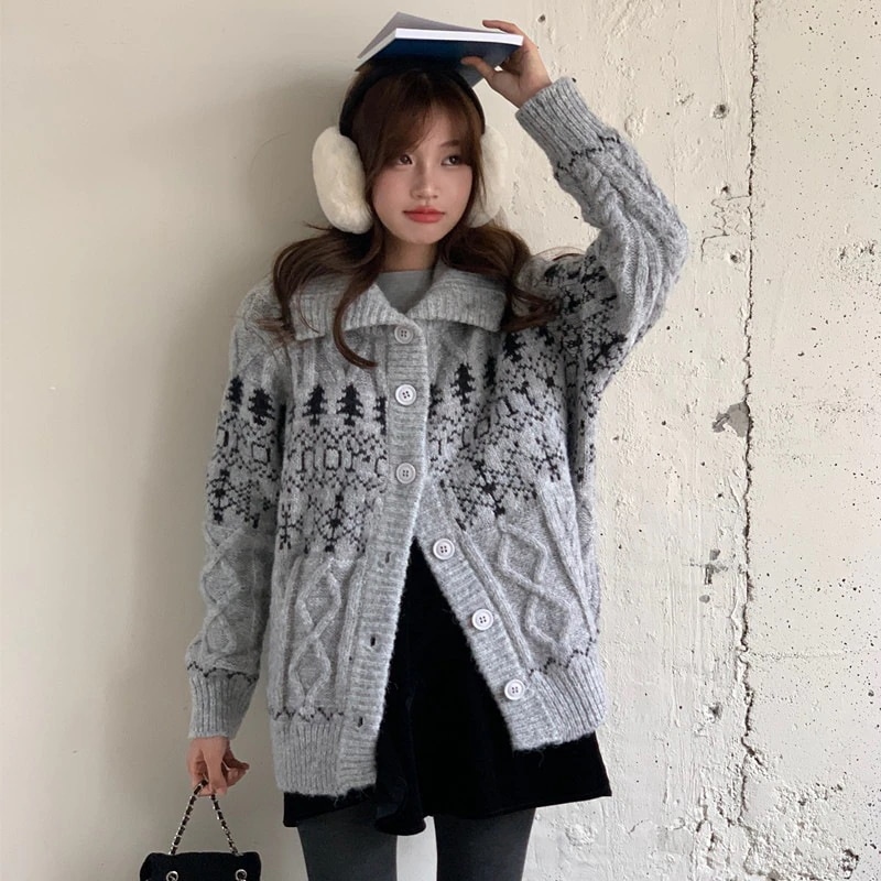 秋冬 カーディガン 韓国ファッション ニット長袖 セーター
