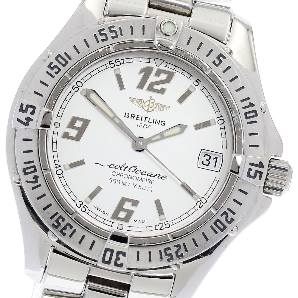 ブライトリング BREITLING A57350 コルトオーシャン デイト クォーツ レディース _894375【中古】
