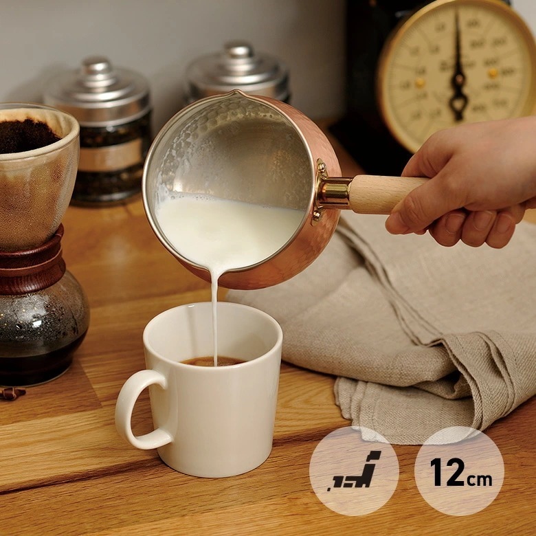 千歳 木柄 純銅 ミルクパン 12cm 日本製 CS-018 おしゃれ レトロ ヴィンテージ シンプル 片手鍋 ココア 一人暮らし 6,184円