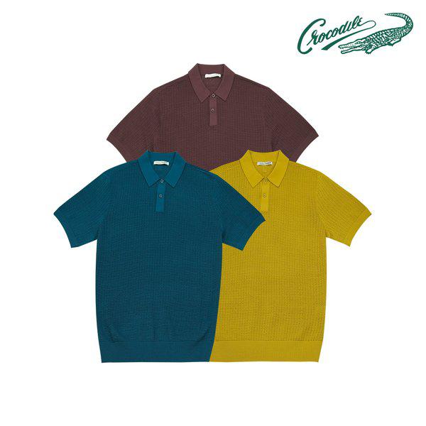 夏のアイルレット半袖カラーニットCDAABKT2341