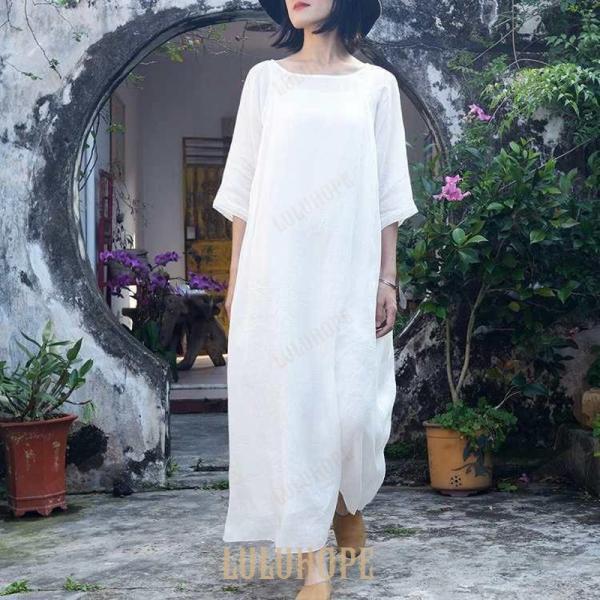 【新品/数量限定/セール】ワンピースレディース ワンピース ラウンドネック マキシ丈 ロング丈 5部袖 カジュアル キュート 大人女子 可愛い きれいめ 上品 エレガント おしゃ 4,850円