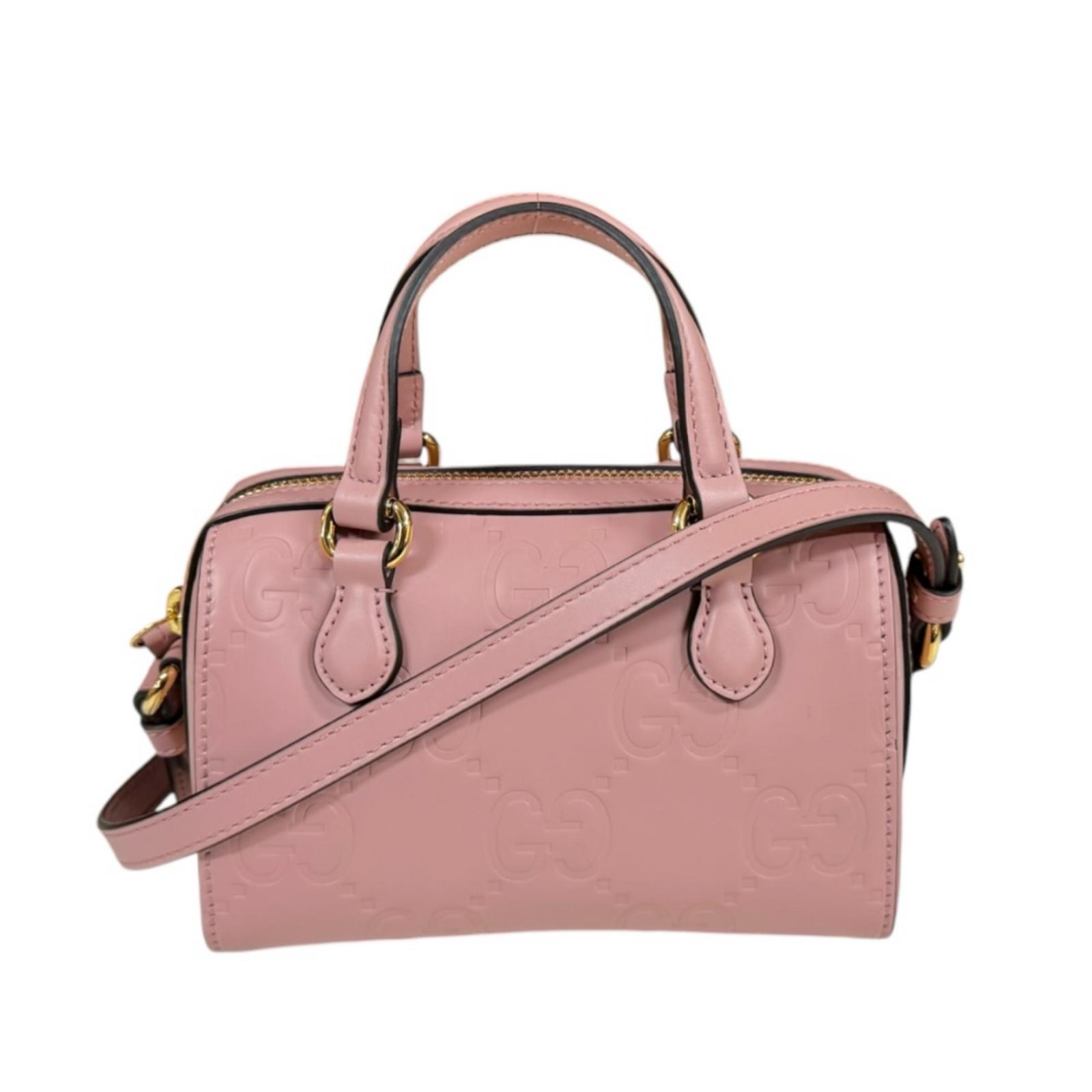 グッチ GGスーパーミニバッグ ショルダーバッグ レザー 790130 ピンク GUCCI 中古 美品