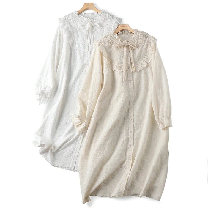 【2点購入で150OFF】品質良い!店舗お勧め! 【急速出荷】春 夏 秋 ワンピース シャツワンピース 羽織り ロング丈 ロングシャツ ロングブラウス 体型カバー 森ガール 上品 刺繍 レース シャツ 6,079円