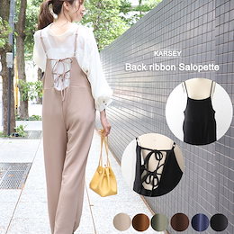 ◆再販開始!!◆ バックリボンオールインワン レディース ボトム オールインワン サロペット パンツ ワイドパンツ リボン きれいめ ワンピース レイヤード (sin) n72554