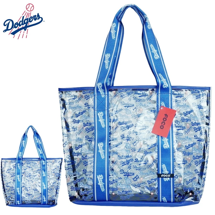 ロサンゼルス ドジャース公式グッズ男女兼用 トートバッグ 総柄 クリアバッグFOCO フォコCLEAR PRINTED TOTELA DODGERS 大谷翔平
