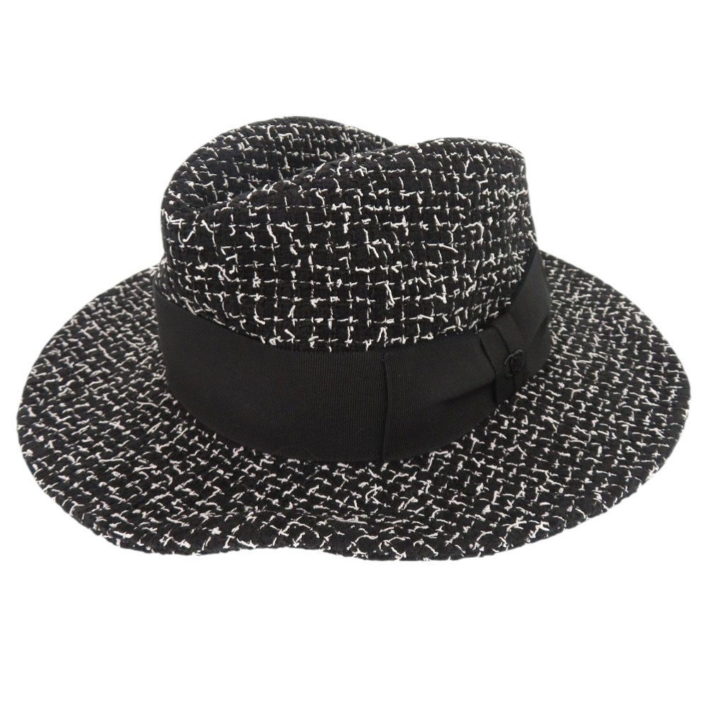 美品 ツイード 帽子 コットン/ポリエステル ブラック 1323【中古】 レディース 59,400円