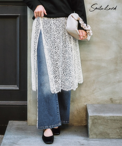 ロングスカート 大きいサイズ レースカバースカート ゆったりヒップ