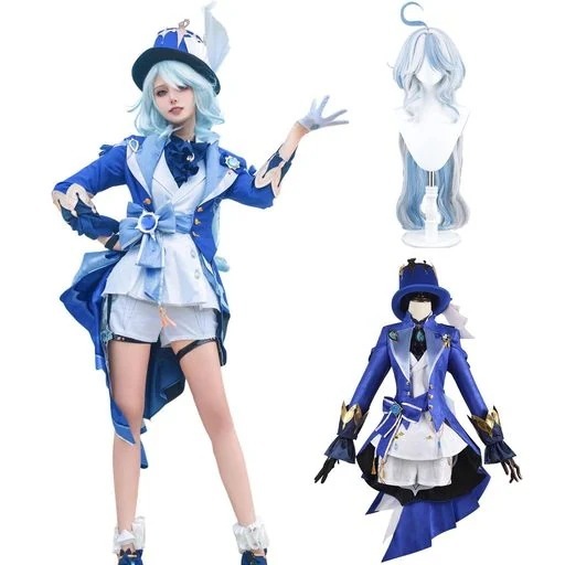 コスパ最高 即納 フリーナ コスプレ ウィッグ付き 水神 原神 コスプレ衣装 フルセット コスチューム 大人用 仮装 文化祭 GENSHIN FURINA COSPLAY (フリーナ ウィッグ付き X