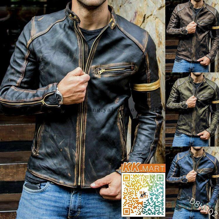 メンズ革ジャン 秋冬　レザー 立ち襟 合わせやすい ライダース バイクウェア シングル 防寒防風 お兄系