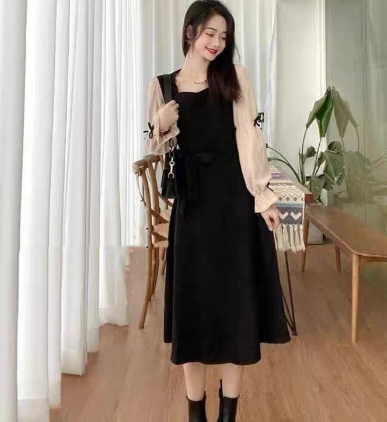 ワンピース デート モテアイテム ウエストリボン ミディアム丈 レイヤード 可愛い きれいめ 上品 おしゃれ かっこいい 可愛い ラブリー キュート ガーリー クール モード系 セクシー