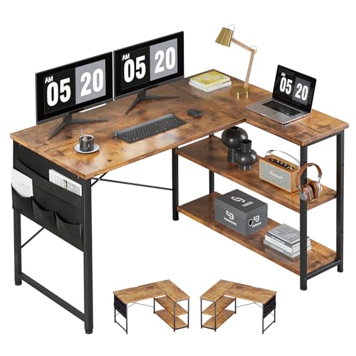 YeTom パソコンデスク 机 学習机 右棚左棚 幅107cm ゲーミングデスク l字デスク pcデ