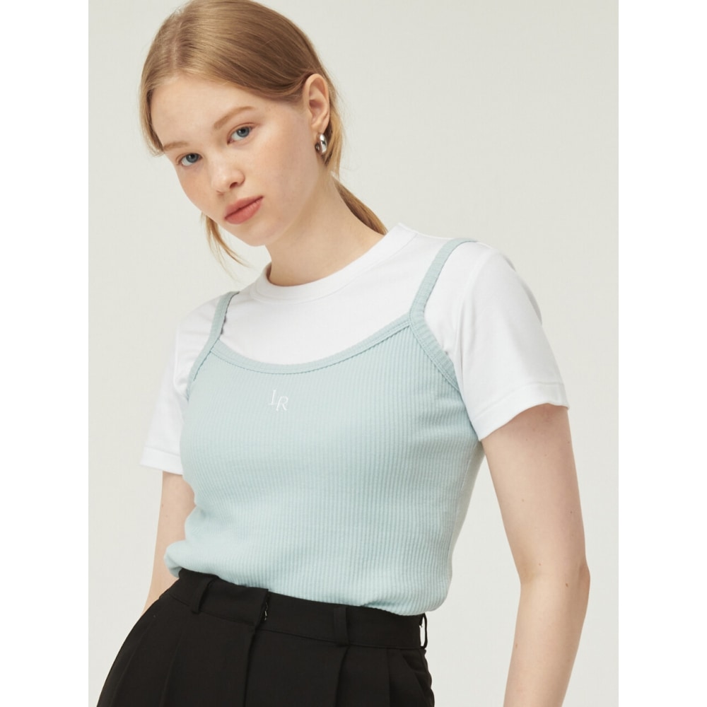 LOSSYROW シグネチャー ロゴ リブ ストラップ ノースリーブ