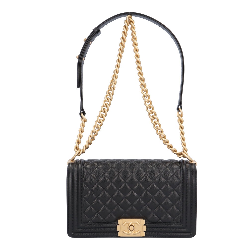 シャネル ボーイシャネル ショルダーバッグ キャビアスキン A67086 ブラック CHANEL 中古 美品