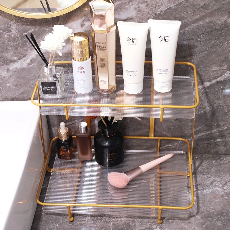 お風呂 洗面台 ゴールド 軽い シンプル アクリル 収納ラック ファッション デスクトップ 二重 化粧品 収納ボックス