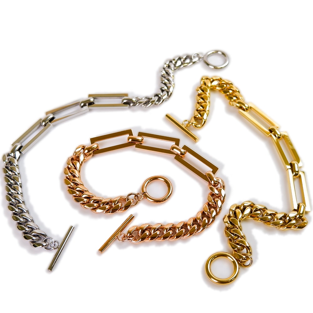 ハワイアンジュエリー ブレスレット レディース メンズ シルバー ゴールド ピンクゴールド 喜平 マンテル 太チェーン つけっぱなし ステンレス 金属アレルギー対応 スクロール 波 カレイキニ プレゼ