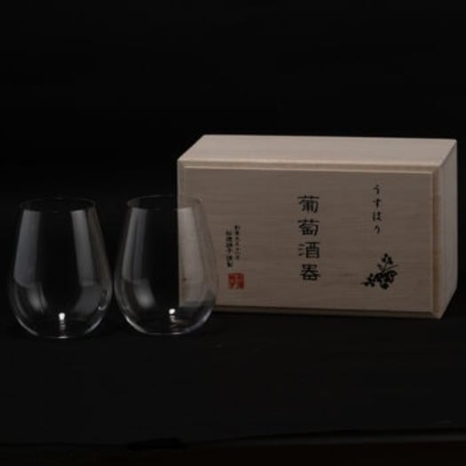 [倉庫管理]　うすはりグラス ボルドー葡萄酒器 ペア 木箱入り