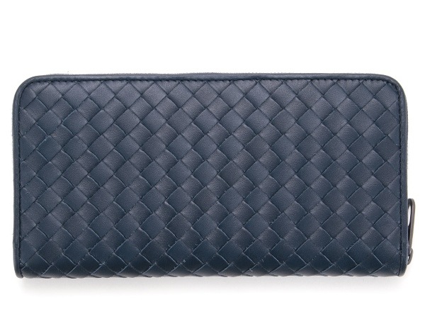 BOTTEGA VENETA 114076-V4651-4013 ボッテガ ヴェネタ ラウンドファスナー長財布 イントレチャートカーフレザー トルマリン ネイビー/ガンメタ